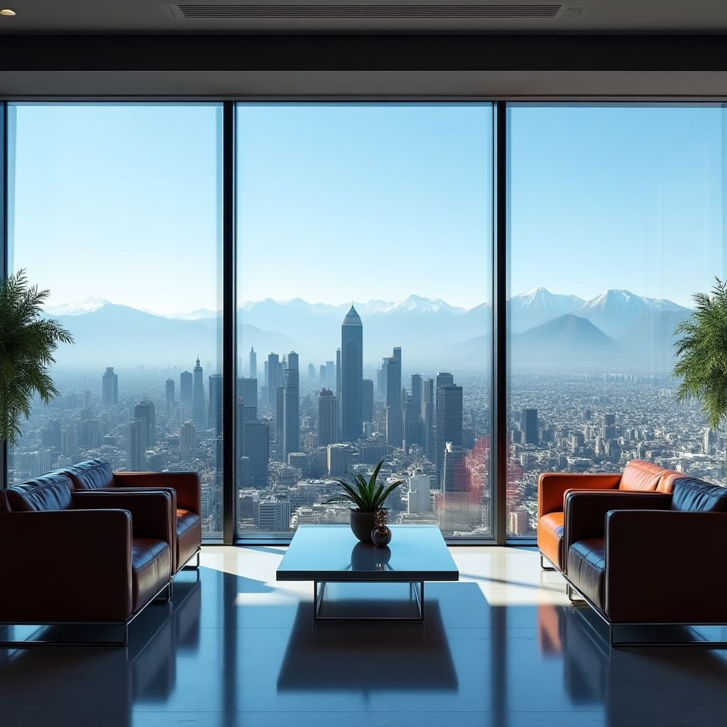 Oficina principal de FinConChile en Santiago con vistas a la ciudad